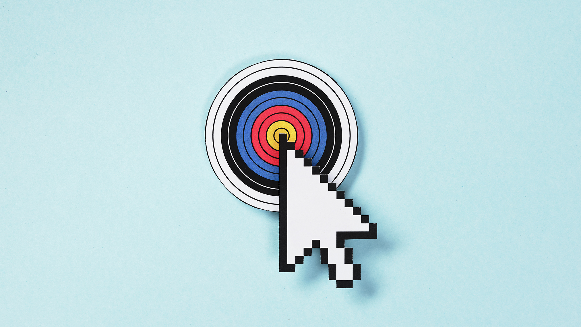 A shooting target with a mouse cursor clicking it.